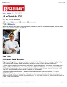 12 to Watch in[removed]:58 AM Home » Features » 12 to Watch in 2012