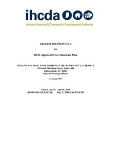 REQUEST FOR PROPOSALS for HUD Approved Cost Allocation Plan  INDIANA HOUSING AND COMMUNITY DEVELOPMENT AUTHORITY