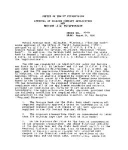 Office of Thrift Supervision / Structure / Savings and loan association / Community Reinvestment Act / Mutual savings bank / Politics of the United States / Bank / Bank regulation in the United States / Savings and loan crisis / Financial institutions / Cooperative banking / Financial services