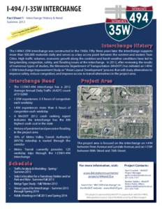I[removed]I-35W INTERCHANGE Fact Sheet 1 - Interchange History & Need Summer 2013 t2 Shee ent t
