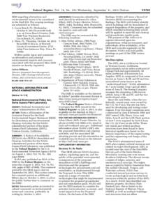 Federal Register / Vol. 78, No[removed]Wednesday, September 11, [removed]Notices DEIS regarding alternatives and environmental issues to be considered in the Draft EIS. The scoping meetings are scheduled as follows: 1. Coco