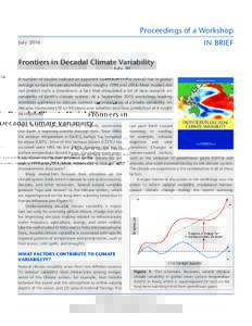 Proceedings of a Workshop IN BRIEF JulyFrontiers in Decadal Climate Variability