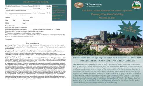 RESERVATION FORM The Battle Ground Chamber of Commerce, Tuscany, Oct. 28, 2014 Gender  Return to: