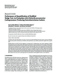 Performance of Quantification of Modified Hodge Test: An Evaluation with Klebsiella pneumoniae Carbapenemase-Producing Enterobacteriaceae Isolates