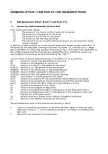 Completion of Form 11 and Form CT1 Self-Assessment Panels  2 Self-Assessment Panel – Form 11 and Form CT1