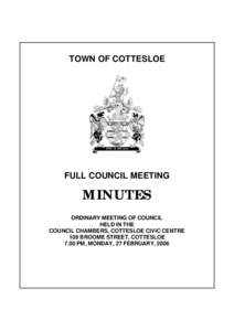 TOWN OF COTTESLOE  FULL COUNCIL MEETING MINUTES ORDINARY MEETING OF COUNCIL