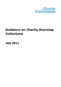 Guidance on Charity Doorstep Collections July 2011 Guidance on Charity Doorstep Collections