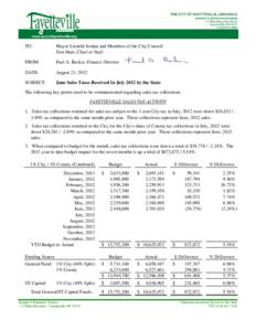 Sales tax / Tax / Business / Economics / Fayetteville–Springdale–Rogers metropolitan area / Fayetteville /  Arkansas / Year-to-date