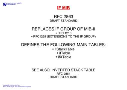 Internet Management Protocols - Interface (IF) MIB