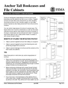 Anchor Tall Bookcases and File Cabinets PROTECTING YOUR PROPERTY FROM EARTHQUAKES During an earthquake, large pieces of furniture such as tall bookcases and file cabinets can fall on you or others. Toppled furniture can 