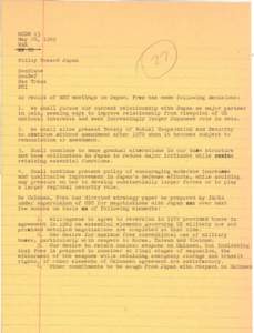 Mem to Sec. State, et al., Re: Policy Toward Japan, May 28, 1969