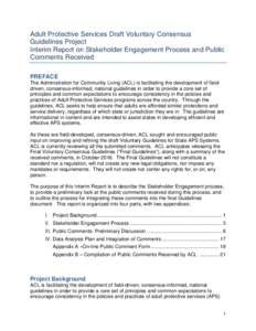 APS Draft Voluntary Consensus Guidelines Project Interim Report on Stakeholder Engagement Process and Public Comments Received