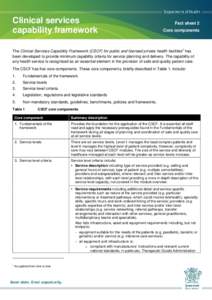 Clinical services capability framework Fact sheet 2 Core components