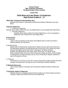 Kenney Polson NEH Landmarks Workshop The Most Southern Place on Earth Lesson Plan  Delta Blues and Jazz Blues: A Comparison