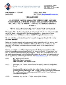 1725 Eye Street, NW, Suite 900 Washington, D.C[removed]-9111 Fax: ([removed]www.ourpublicservice.org  FOR IMMEDIATE RELEASE