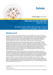 EUPHEM REPORT Summary of work activities Pieter W. Smit European Public Health Microbiology Training Programme (EUPHEM), 2012 cohort