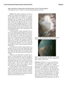 Fourth International Planetary Dunes Workshoppdf THE LAKE-DUNE CONNECTION: INVESTIGATING TITAN’S SAND SOURCES. S.M. MacKenzie1 and J. W. Barnes1, 1University of Idaho Department of Physics