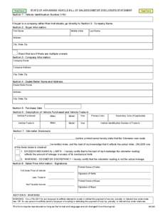 STATE OF ARKANSAS VEHICLE BILL OF SALE/ODOMETER DISCLOSURE STATEMENT  Print Form Clear Form