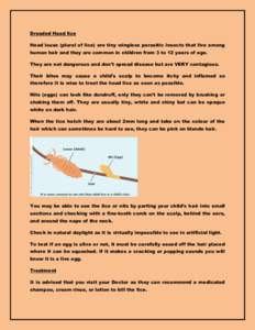 Dreaded Head lice Head louse (plural of lice) are tiny wingless parasitic insects that live among human hair and they are common in children from 3 to 12 years of age. They are not dangerous and don’t spread disease bu