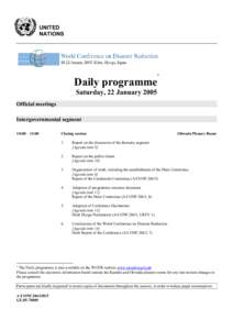 UNITED NATIONS 1  Daily programme