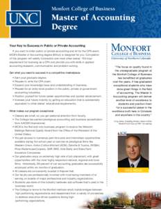 Monfort College of Business  Master of Accounting Degree Your Key to Success in Public or Private Accounting 	 If you want to enter public or private accounting and sit for the CPA exam,