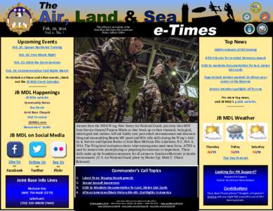 The official e-newsletter of the Joint Base McGuire-Dix-Lakehurst Public Affairs Office Feb. 20, 2014 Vol. 5, No. 7