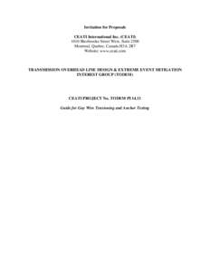 Invitation for Proposals CEATI International Inc. (CEATI[removed]Sherbrooke Street West, Suite 2500 Montreal, Quebec, Canada H3A 2R7 Website: www.ceati.com