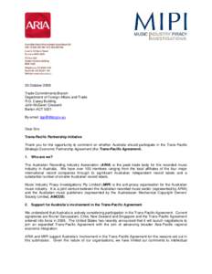 30 October 2008 Trade Commitments Branch Department of Foreign Affairs and Trade R.G. Casey Building John McEwen Crescent Barton ACT 0221