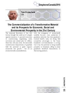 GrapheneCanada2015 Tom Cruikshank USA The Commercialization of a Transformative Material and its Prospects for Economic, Social and