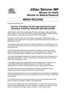 Jillian Skinner MP Minister for Health Minister for Medical Research MEDIA RELEASE Friday 26 September 2014