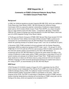 Comments  by IPRP on PG&E’s Enhanced Seismic Study Plans for Diablo Canyon Power Plant