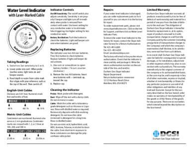 Water Level Indicator with Laser-Marked Cable Indicator Controls  Repairs