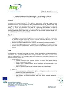 Innovative Medicines Initiative  IMI2-GB-DEC[removed]Annex Charter of the IMI2 Strategic Governing Groups Rationale