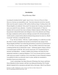 Action, Criticism, and Theory for Music Education Electronic Article  1 ________________________________________________________________________________________