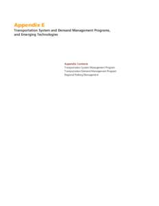 Transportation System Management, Transportation Demand Management, and Emerging Technologies