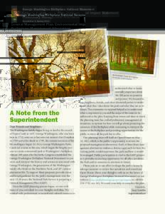 George Washington Birthplace National Monument  General Management Plan/Environmental Impact Statement Preliminary Management Alternatives Newsletter 2, Spring 2011