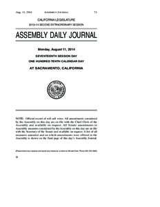 Aug. 11, 2014  ASSEMBLY JOURNAL 71