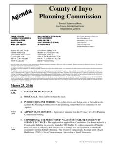 County of Inyo Planning Commission Board of Supervisors Room Inyo County Administrative Center Independence, California FRANK STEWART