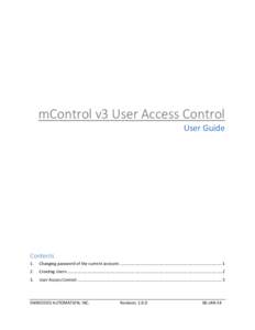 mControl v3 User Access Control User Guide Contents 1.