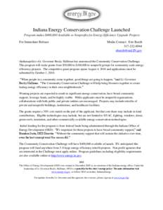 Becky Skillman / Energy conservation / Environment / Energy conservation in the United States / Energy Efficiency and Conservation Block Grants / Indiana Office of Community & Rural Affairs / Government of Indiana / Sustainable building / Indiana