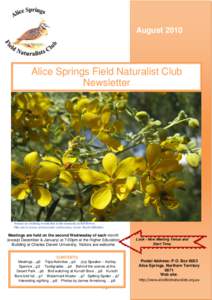 [removed]August 2010 Alice Springs Field Naturalist Club Newsletter