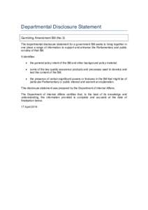 Microsoft Word - 821602DB _ Disclosure statement Gambling Amendment Bill No 3