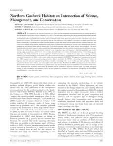 Northern goshawk habitat: and intersection of science, management, and conservation