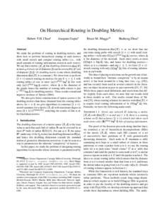 On Hierarchical Routing in Doubling Metrics Hubert T-H. Chan Anupam Gupta  Bruce M. Maggs