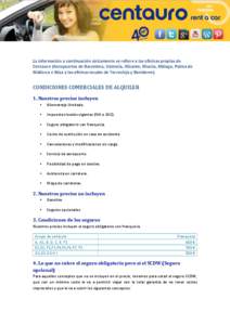 La información a continuación únicamente se refiere a las oficinas propias de Centauro (Aeropuertos de Barcelona, Valencia, Alicante, Murcia, Málaga, Palma de Mallorca e Ibiza y las oficinas locales de Torrevieja y B