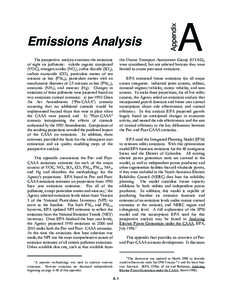 The prospective analysis examines the emissions of eight air pollutants: volatile organic compound (VOC), nitrogen oxides (NOx), sulfur dioxide (SO2), carbon monoxide (CO), particulate matter of ten microns or less (PM10