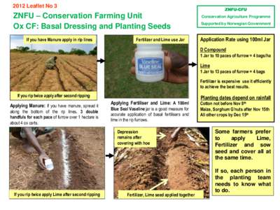 2012 Leaflet No 3  ZNFU – Conservation Farming Unit Ox CF: Basal Dressing and Planting Seeds If you have Manure apply in rip lines