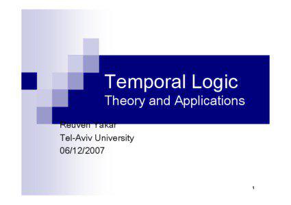 Temporal Logic Theory and Applications