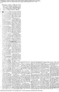 Washington Unique in That It Is the Only World Capital Founded by the Governm... The Washington; Jan 9, 1921; ProQuest Historical Newspapers The Washington Postpg. 45 Reproduced with permission of the copy