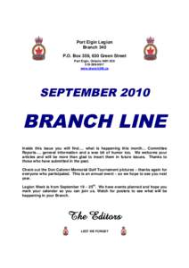 Port Elgin Legion Branch 340 P.O. Box 359, 630 Green Street Port Elgin, Ontario N0H 2C0[removed]www.branch340.ca